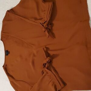 Worthington Women's Pullover 3/4 Sleeves Tie Top Brown XL